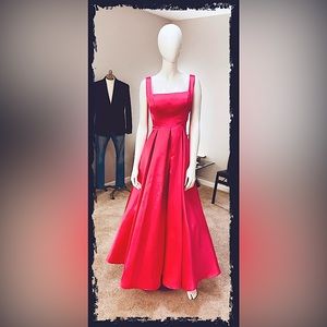 Back is open pink satin dress